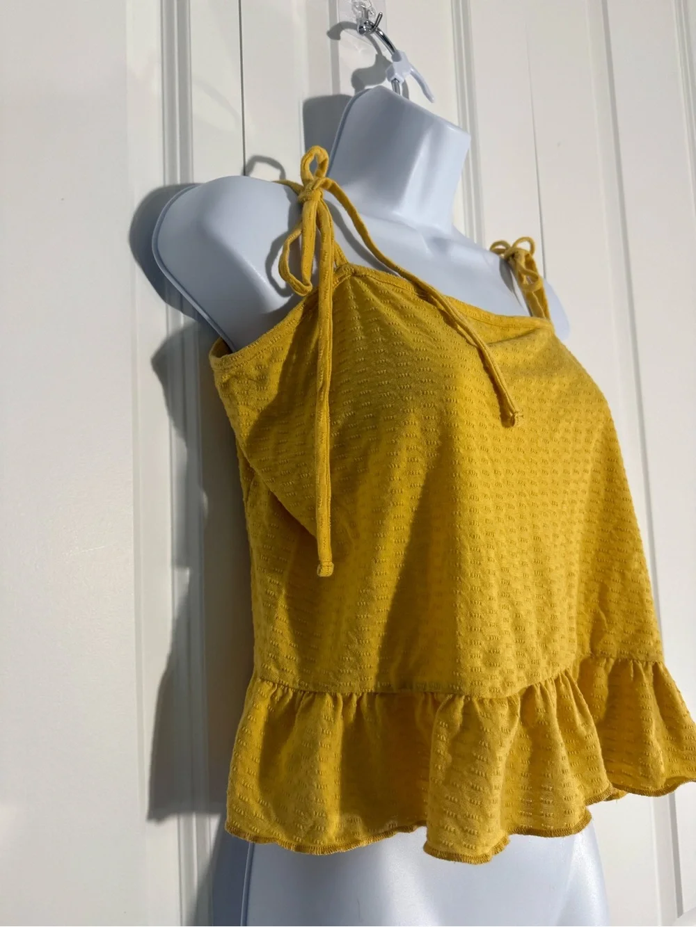 Billabong Mustard Tie-Shoulder Ruffle Tank